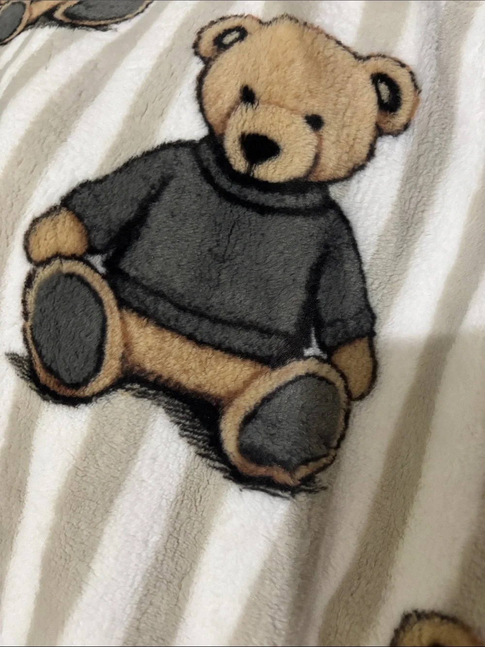 Plush Throw Blanket - Cream with Brown Teddy Bears